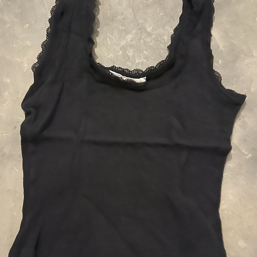 LF Emma and Sam Black Lace Trim Crop Top